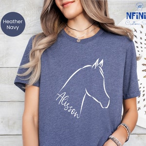 Custom Name Horse Head Shirt, Personalized Equestrian Tshirt, Horse Girl Gift, Gift For Horse Lover, Custom Horse Shirt, Custom Farmer Gift
