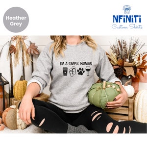 Coffee Dog Wine Sweatshirt: Simple Woman Graphic Tee image 6