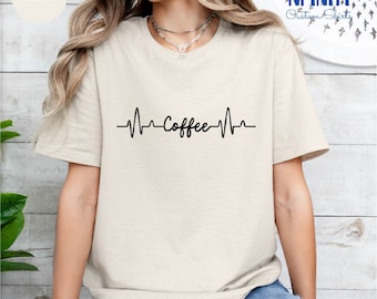 Coffee Heartbeat Shirt, Caffeine Lover Tee