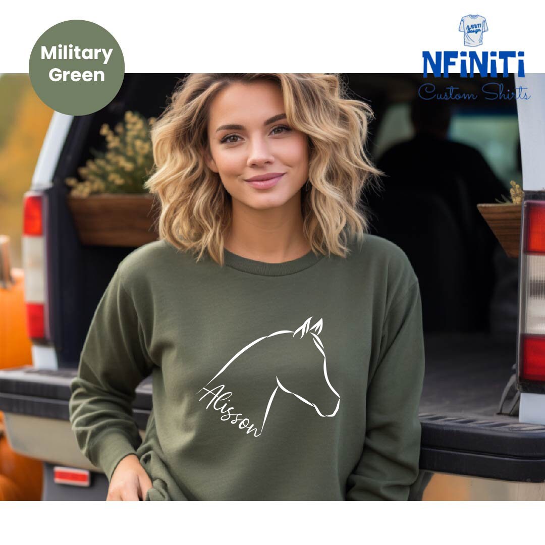 Personalized Horse Sweatshirt, Horse Head Custom Sweatshirt, Equestrian
