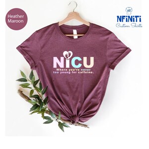 Caffeine Lover NICU Nurse Shirt: Retro Neonatal Intensive Care Unit zdjęcie 3
