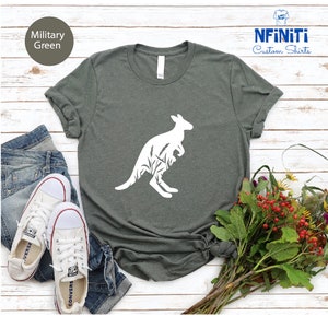 Kangaroo Shirt, Kangroo Floral Shirt, Cute Australian Kangaroo Shirt, Australia Shirt, Kangroo Lover Shirt, Marsupial Australia Floral Shirt image 6