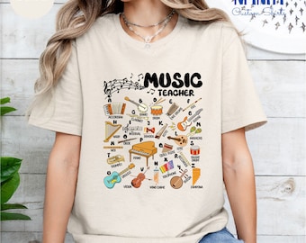 Alphabet Music Teacher Shirt, Instrument Tee