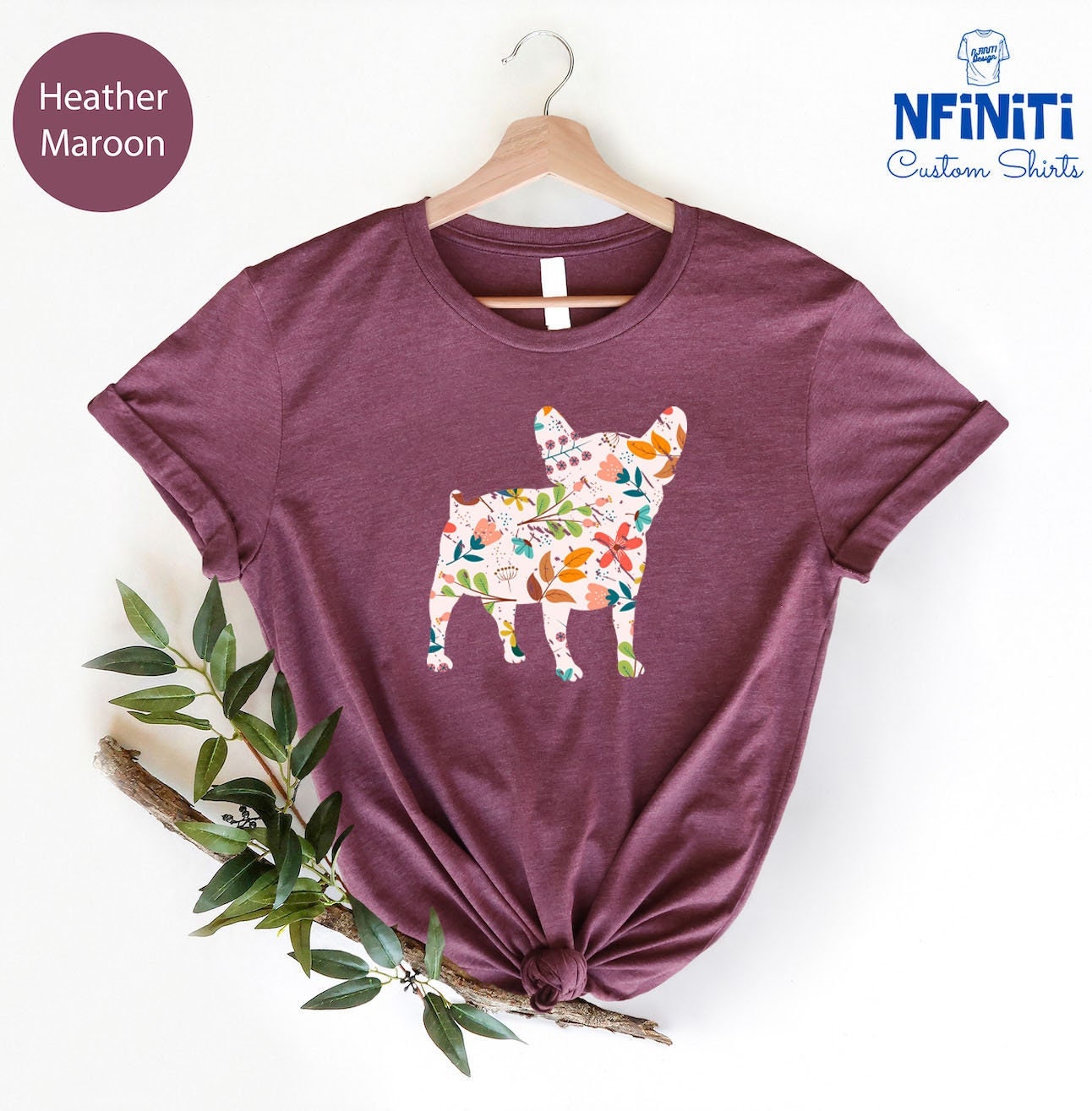Maglietta Uomo Bulldog Francese | Girocollo Maniche Corte | Casual Con Bandiera Stile Americano