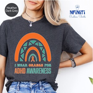 Adhd Awareness Rainbow Tshirts, Adhd Warrior Orange Ribbon Tee, Adhd Gift Shirt, Awareness Month Adhd Shirts, Rare Disease Tee, Adhd Gifts