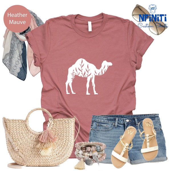 Floral Camel Shirt, Camel Shirt, Desert Animals Shirt, Camel Lover Shirt, Animal Lover Tee, Camel Flower T-Shirt, Camel Animal Tee,Camel Tee