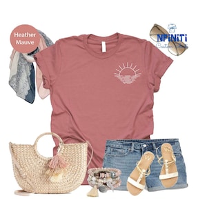 Sunset Pocket Print Shirt, Pocket Print Half Sun Shirt, Sunset Print Shirts, Pocket Sun Tee, Pocket Summer Shirt, Summer Shirt, Vacation Tee