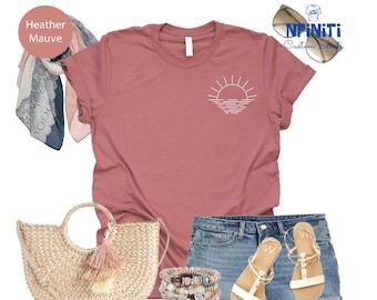 Sunset Pocket Print Tee: Summer Vacation Shirt
