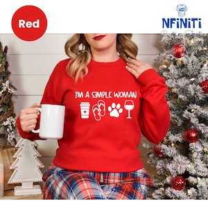 Coffee Dog Wine Sweatshirt: Simple Woman Graphic Tee image 7