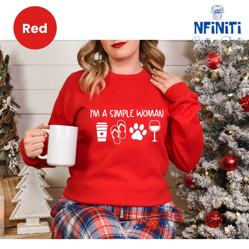 Coffee Dog Wine Sweatshirt: Simple Woman Graphic Tee image 7