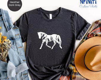 Floral Horse Shirt, Horse Lover Shirt, Floral Shirt, Country Shirt, Farm Life Shirts, Farm Animal T-Shirt, Horse Shirts, Horse Flower Shirt