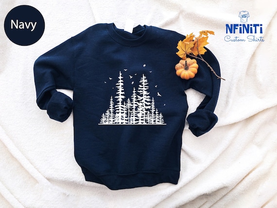 Forest Sweatshirt: Pine Tree Graphic, Adventure Hoodie