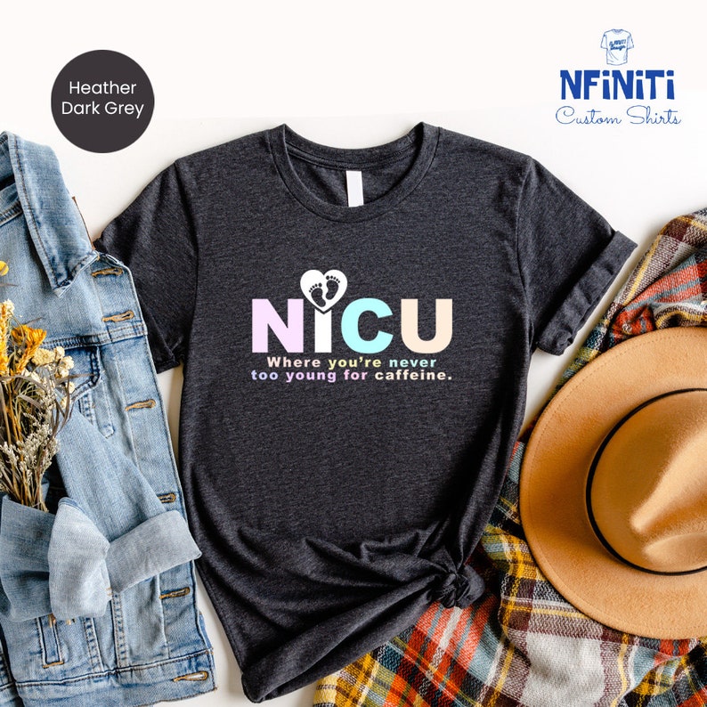 Caffeine Lover NICU Nurse Shirt: Retro Neonatal Intensive Care Unit zdjęcie 4