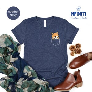 Fox Pocket T-Shirt, Cute Fox Tee, Little Fox T-Shirt, Graphic Tee, Cute Fox Shirt for Gift, Funny Fox Shirt,Pocket Shirt,Fox lover kids gift image 3