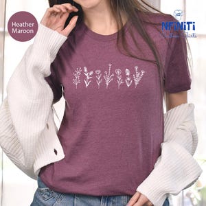 Wild Flowers Shirt, Wildflower Tshirt, Floral Shirt, Botanical Shirt, Flower Shirt, Nature Lover Shirt, Ladies Shirts, Flower Tee