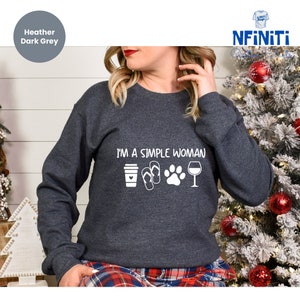 Coffee Dog Wine Sweatshirt: Simple Woman Graphic Tee image 5