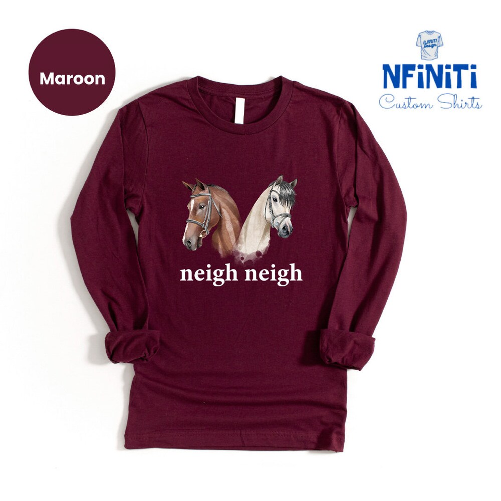 Horse Long Sleeve Shirt, Animal Kids Long Sleeve, Cute Horse Long Sleeve Tee, Gift For Horse Lover, Custom Animal Gift Long Sleeve Tee