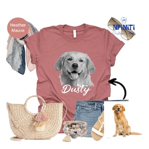 Custom Pet Shirt, Custom Photo Pet Owner Shirt, Gift For Dog Mom, Personalized Pet Lover Tshirt, Customized Pet Portrait Shirt, Dog Dad Gift