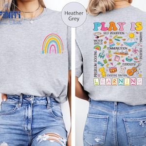 Play Is Learning Pocket Print Shirt, Play Based Learning Gift Tshirt, Preschool Classrom Decor, Early Education Qoute Shirt,Kindergarten Tee