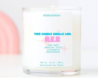 This Smells Like H.E.R Candle | Pop Culture Gifts | Funny Candles | Home Room Decor Cool Candle  Gift Songwriter SVG