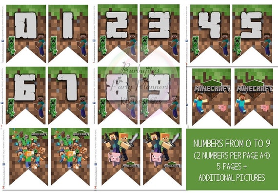 minecraft pdf printable banner happy birthday alphabet etsy