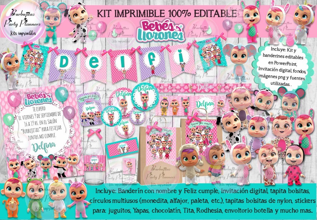 Kit Imprimible Bebes Llorones 100 Editable En Powerpoint Etsy