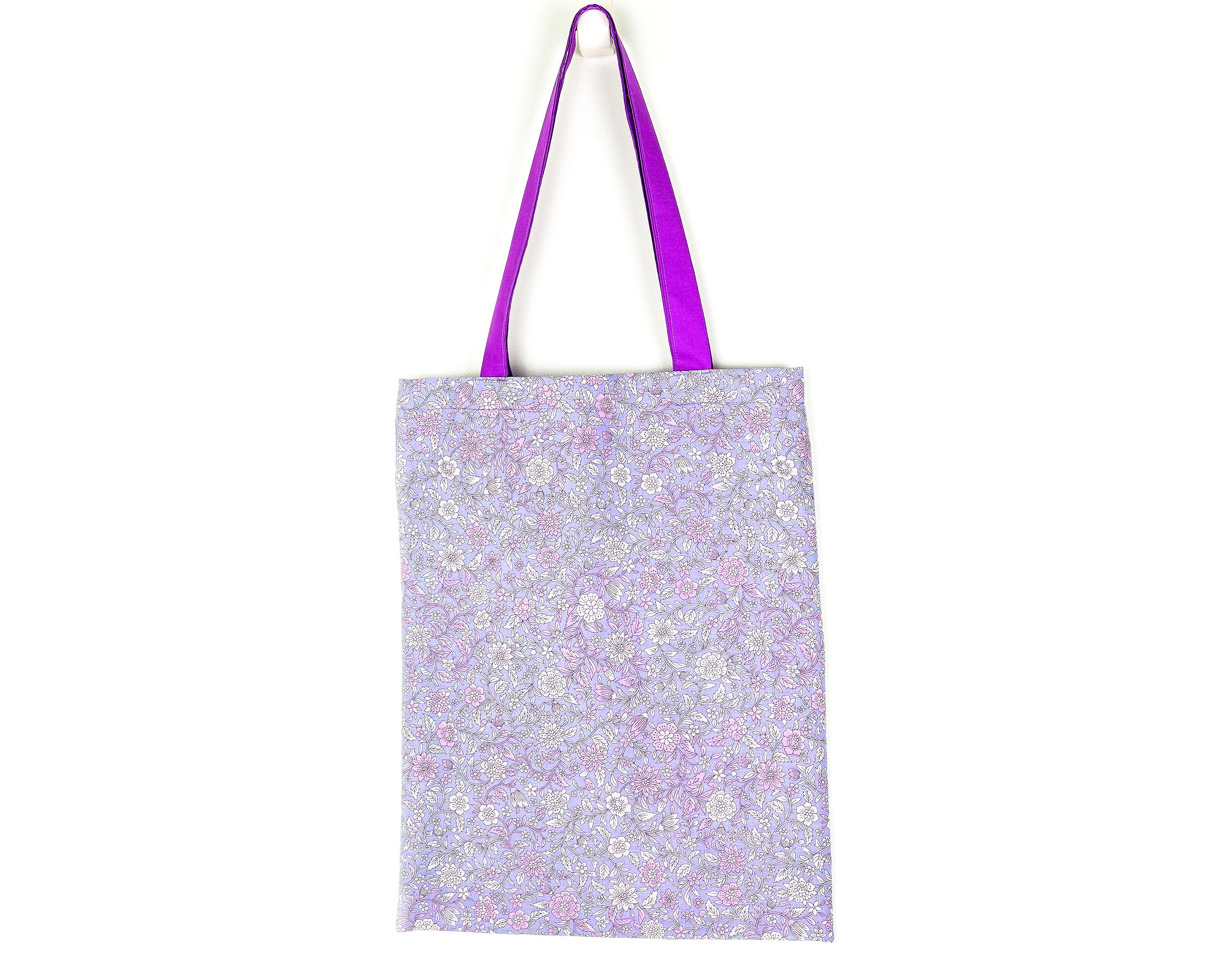 Pale Purple Floral Tote Bag/reusable Cotton Eco Bag Etsy