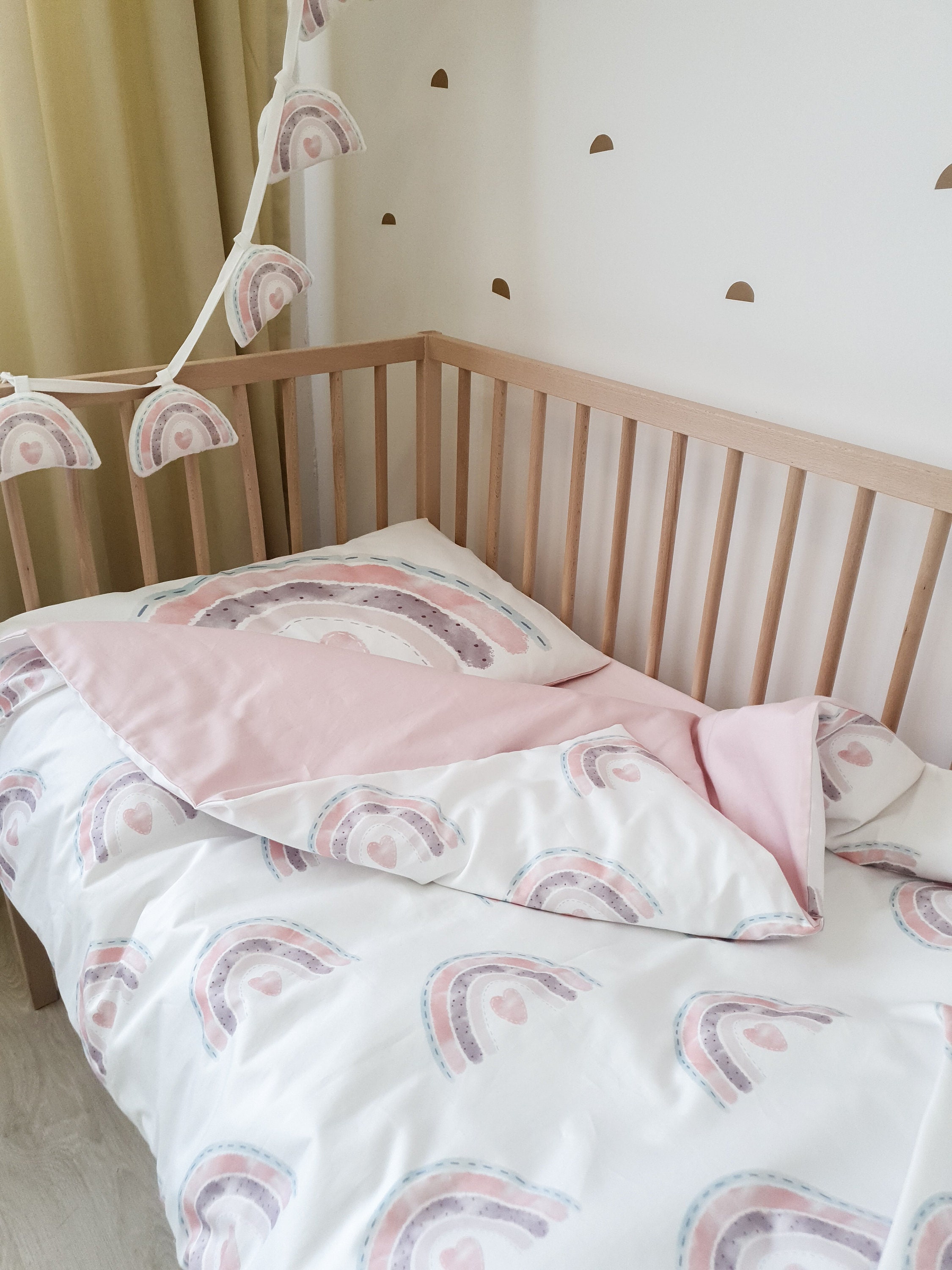 Toddler Rainbow Bedding Set With Exclusive Print Baby Shower Etsy UK