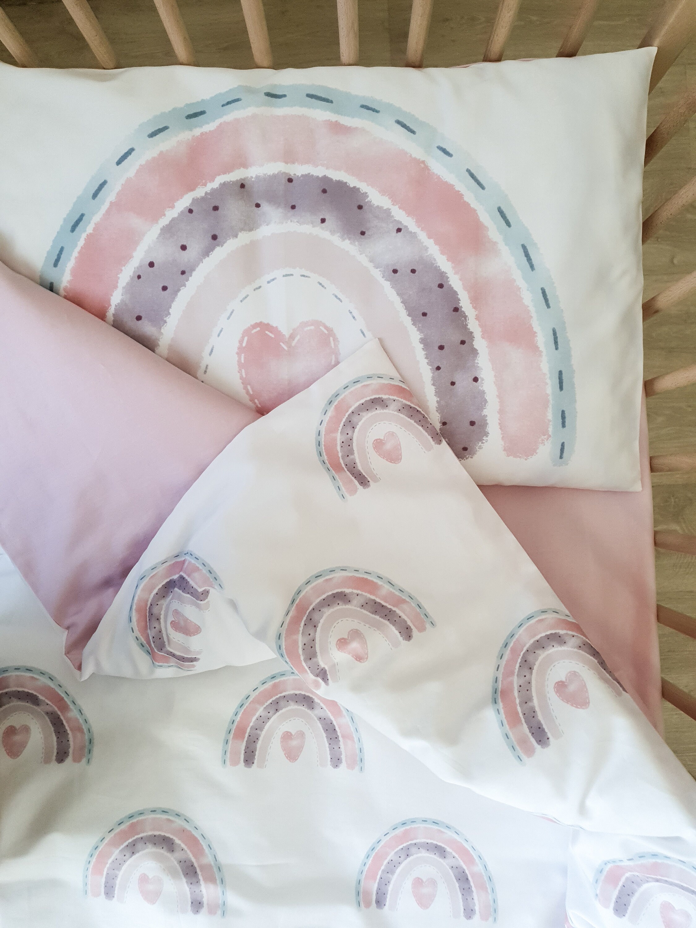 Toddler Rainbow Bedding Set With Exclusive Print Baby Shower Etsy UK