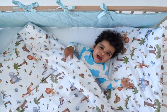 Boys Crib Duvet Cover Baby Boy Crib Bedding Set Jungle Set Sateen Duvet Cover Baby Boy Cover Gift Free PILLOWCASE Etsy