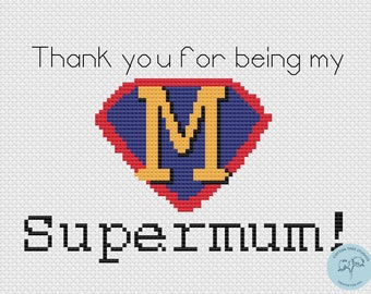 Supermum Cross Stitch Pattern PDF Mother's Day Gift