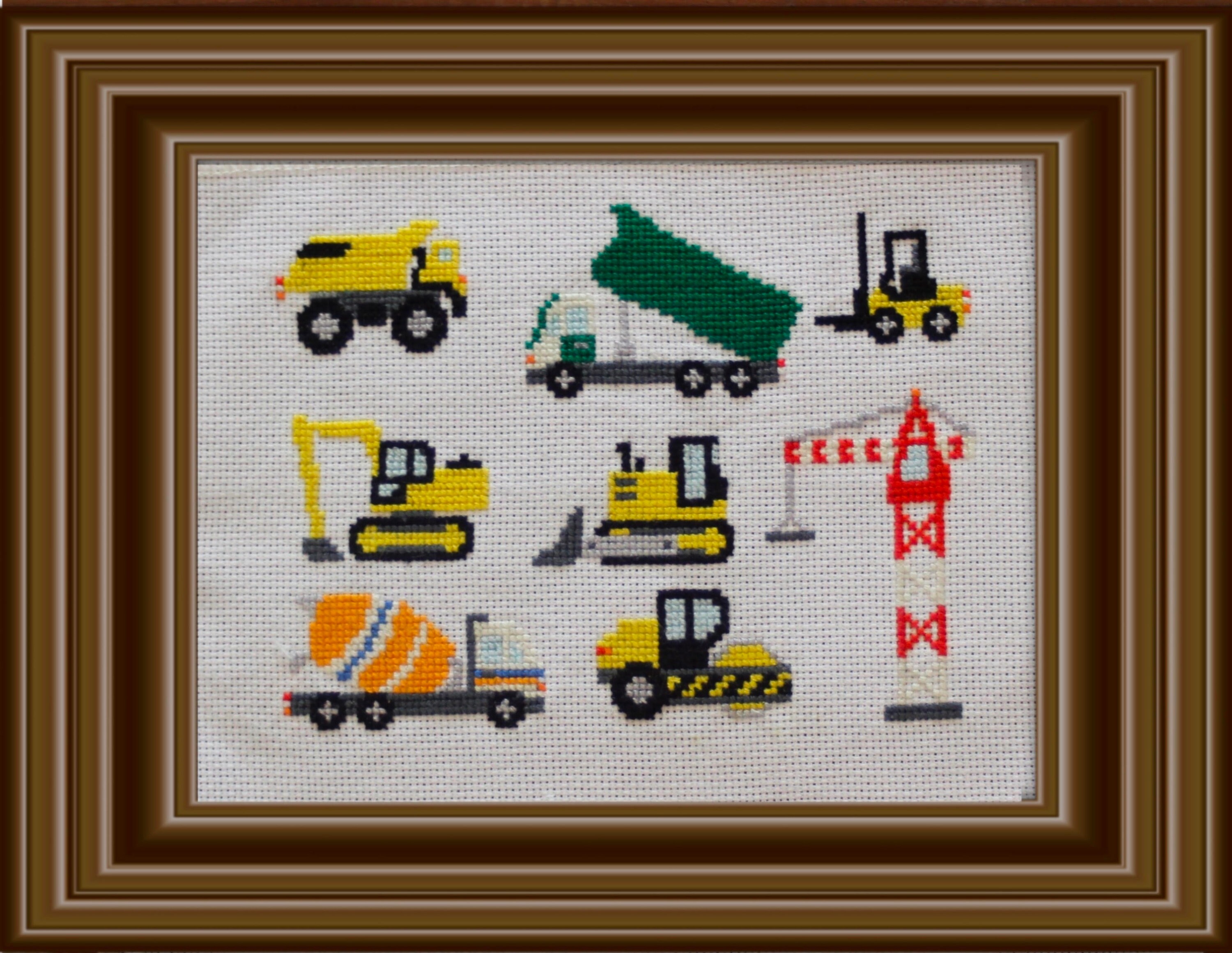 Construction Vehicles Cross Stitch Pattern PDF Etsy Nederland