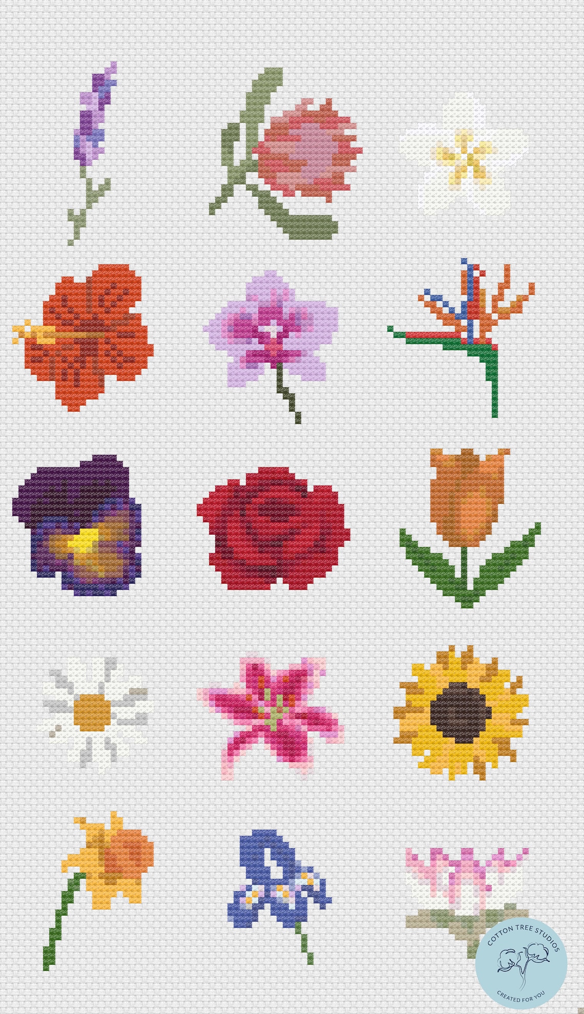Mini Flowers Cross Stitch Pattern PDF Etsy