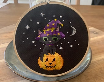 Spooky Kitty Halloween Cross Stitch Pattern PDF