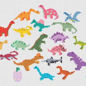 Dinosaur Minis Cross Stitch Pattern PDF Baby Dino Figures image 4