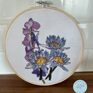 July Birth Month Flowers Cross Stitch Pattern PDF