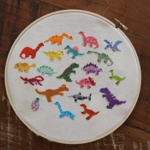 Dinosaur Minis Cross Stitch Pattern PDF Baby Dino Figures image 3