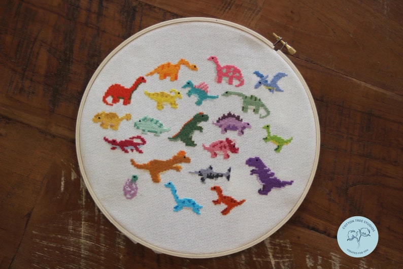 Dinosaur Minis Cross Stitch Pattern PDF Baby Dino Figures image 3