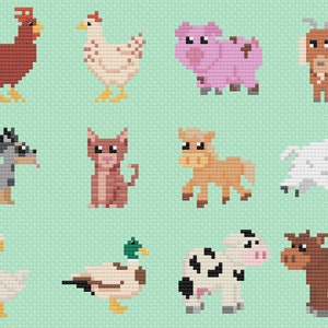 Farm Animal Mini Cross Stitch Pattern PDF