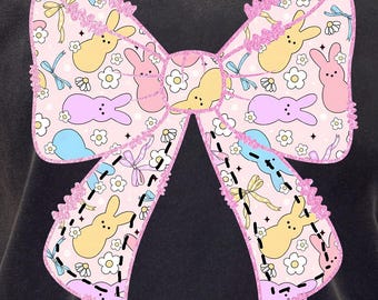 Easter Coquette Bow PNG, Cute Coquette Peeps PNG, Happy Easter Design, Easter Shirt Design, Spring PNG, Glitter Bow png, Girl Easter Shirt