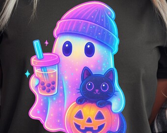 Halloween Ghost Neon Png, black cat png, Cute Boo Ghost Coquette Png, Halloween Png, Funny Halloween Png, Spooky Season Png, Trending Design