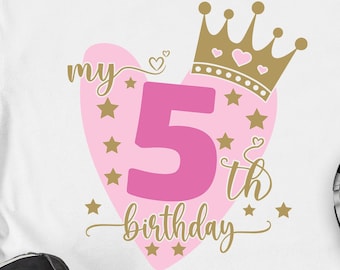 5-årsdag svg, födelsedagsflicka svg, födelsedag svg, femte födelsedag klippfiler, min 5-årsdag svg, det är min födelsedag svg png cricut-fil