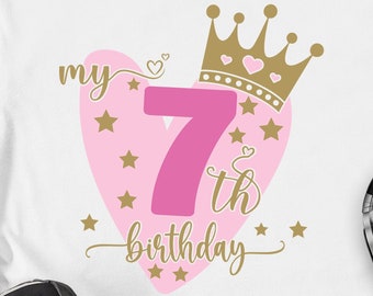 7. Geburtstag svg, Geburtstag Mädchen svg, Geburtstag svg, siebter Geburtstag geschnitten Dateien, mein 7. Geburtstag svg, es ist mein Geburtstag svg png cricut Datei