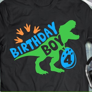 Dinosaur Birthday Boy Svg 4e verjaardag svg Vier jongen Dinosaurus svg Vierde verjaardag Saurus Svg Cut File eps png Cricut Silhouet Download