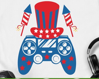 Video Game 4th Of July svg Funny Gamer Kids Boys Independence svg eps png cricut cut file digital download