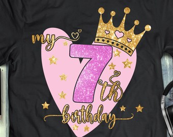 7th birthday svg, birthday girl svg, 7 years old Svg, seventh Birthday svg, My 7th Birthday Svg, It's My Birthday Svg png cricut cut file