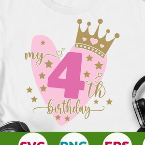 4 ° compleanno svg, ragazza di compleanno svg, compleanno Svg, file di taglio del quarto compleanno, il mio 4 ° compleanno Svg, è il mio compleanno Svg png cricut File