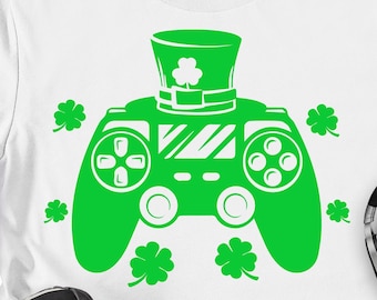 Video Game St Patricks Day svg Gamer Boys svg Game Controller svg, Shamrock svg, Patricks Day svg eps Cricut Cut file Digital Download