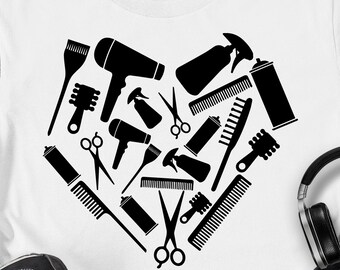 Hair Dresser Heart svg Hair Stylist Heart SVG Salon svg hairstylist tools svg eps png cricut cut bestand digitale download