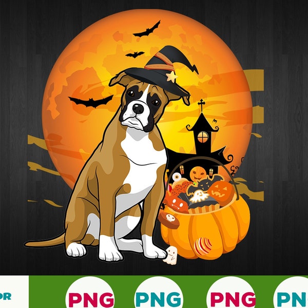 Boxer dog Halloween png, Cute Dog png, Pumpkin png, Funny Dog Halloween png digital download